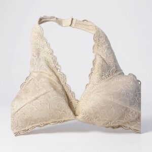 BP Lace Bralette Halter Design With Scalloped Edges‎ XL NWOT